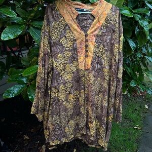 MiB collection gold batik dress . Sz E
